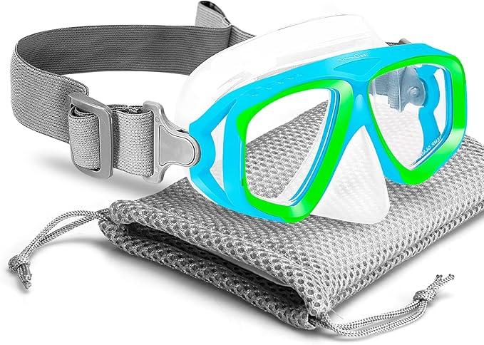 OMGear Kids Swim Goggles With Nose Cover Fabric Strap Dive Snorkel Mask for Children(4-16) Snorkeling Gear Swimming Mask