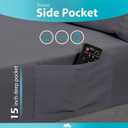 DREAMCARE Queen Sheet Set - 6 pcs Breathable Cooling Bed Sheets - up to 15" Deep Pocket Queen Sheets Set with Side Pockets - Extra Soft 100% Brushed Hypoallergenic Hotel Luxury Bedding - Gray