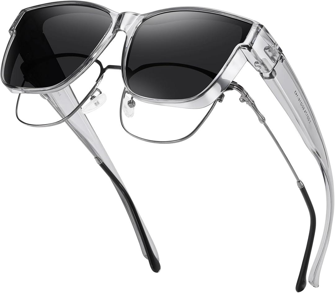 GEGURI Polarized Sunglasses Fit Over Glasses for Men Women, Oversized Square Sun Glasses UV400 Protection Shades