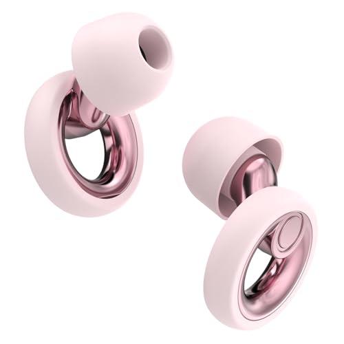 LOETRUY Ear Plugs for Sleeping Noise Cancelling - Reusable Silicone Earplugs for Concert, Motorcycle, Sports and Festivals, 30dB Noise Reduction, Washable Hearing Protection - Pink