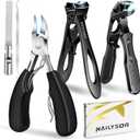 Upgrade Ultra Wide Jaw Opening Nail Clippers for Thick Nails, Long Handled Toenail Clippers for Seniors Thick Toenails, Large Angled Head Sharp Cutters, Fingernail Clippers with Catcher for Men Women