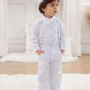 Baby Boy Clothes Suits 24M Infant Gentleman Outfit Long Sleeve Dress Shirt+Suspender Pants+Bowtie+Beret Wedding Set, Size 24M