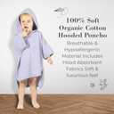 Hooded Poncho Towel for Toddler Boy & Girl - 100% Soft Organic Cotton, Absorbent, Breathable, Lightweight. Ideal for Bath, Pool, Beach Size 2-3T (Soft Lilac, 2-3T)