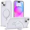 Compatible with iPhone 15 Case with Invisible Magnetic O-Ring Stand Military-Grade Phone Case for iPhone 15 6.1" [Compatible with Mag-Safe][Great Grip Feeling],Translucent