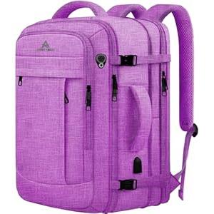 60L Carry On Backpack, Extra Large Laptop Backpack, Big Capacity Travel Backpack for Women, Expandable Water Resistant Bag Anti-Theft Business Daypack Fit 18 Inch Laptop with USB Port, Purple