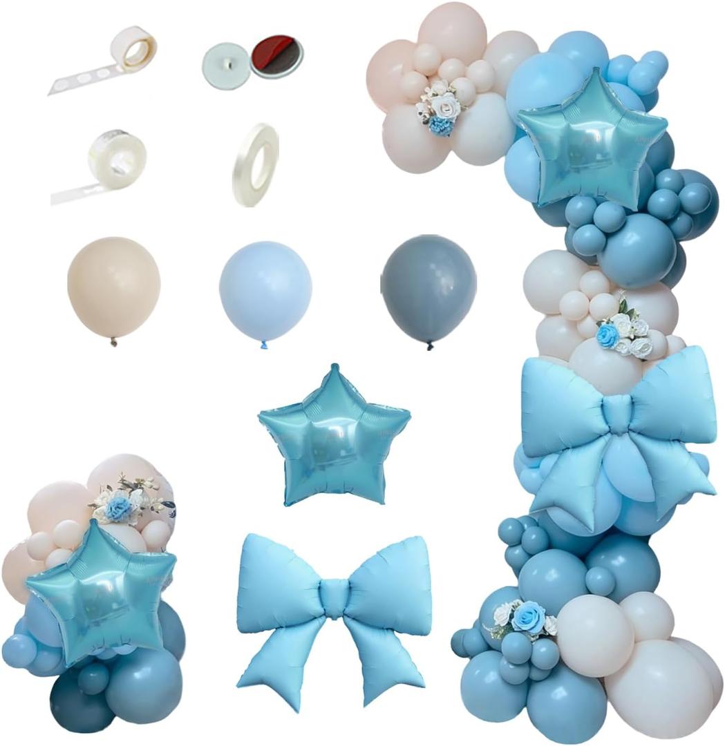 Blue Balloon Garland Arch Kit, 118PCS Natural Sand Color Blue Balloon with 5 Starts Sets for Baby Shower Birthday Wedding Celebration Home Party Deco Supplier