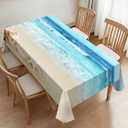 Beach Theme Rectangle Tablecloths Summer Ocean Table Cloths Dacorative Kitchen Dining Tablecloth for Rectangular Tables,Washable Table Cover for Party 54 x 72 Inch