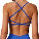 Womens Criss Cross Sports Bras Padded Low Impact Workout Gym Yoga Bra Running Crop Tank Tops with Removable Cups (Small, Royal Blue)