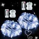 JMEXSUSS 2 Pack White Christmas Lights Battery Operated Rope Lights Outdoor Waterproof, Total 200 LED 8 Modes Battery Powered String Light with Remote for Tree Christmas Decorations