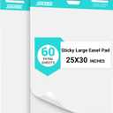 Sticky Easel Pad, 25 in x 30 in,Flip Chart Paper,Sticky Chart Paper for Teachers, Large Self-Stick Easel Paper,Super Sticky & Bleed-Resistant,30 Sheets/Pad,2 Pads