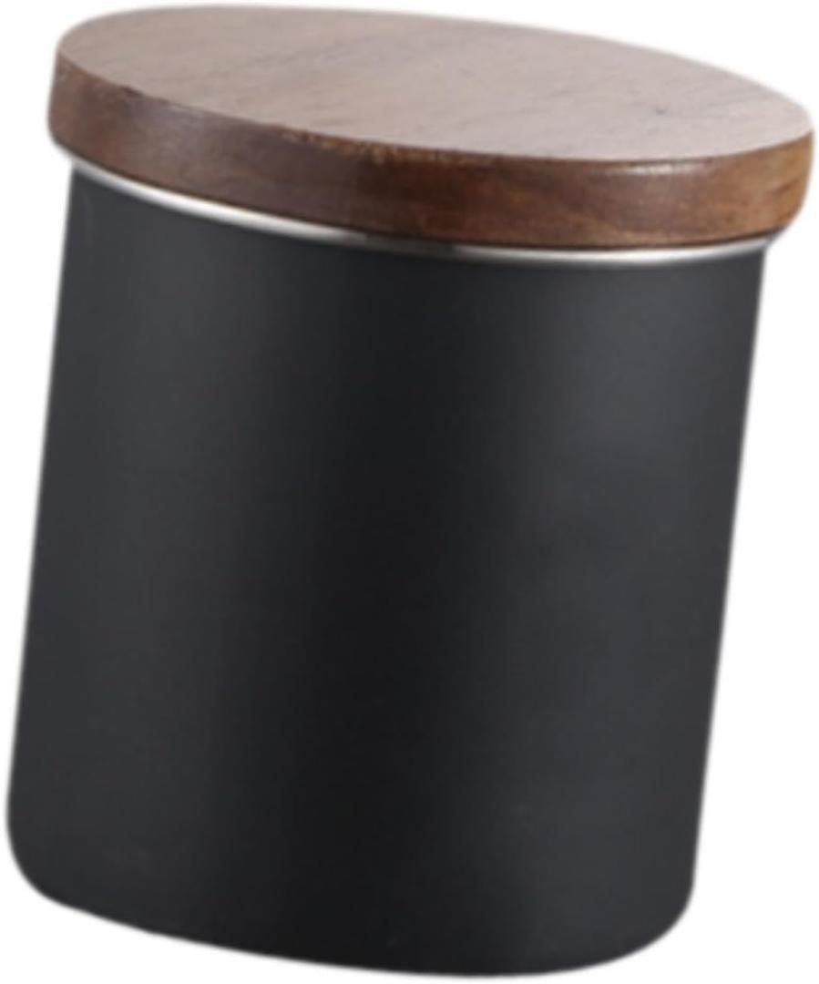 Food Container Stainless Steel Kitchen Storage Jar Seasoning Jar Sealed Storage Canister for Sugar Flour Kitchen Organization, black S