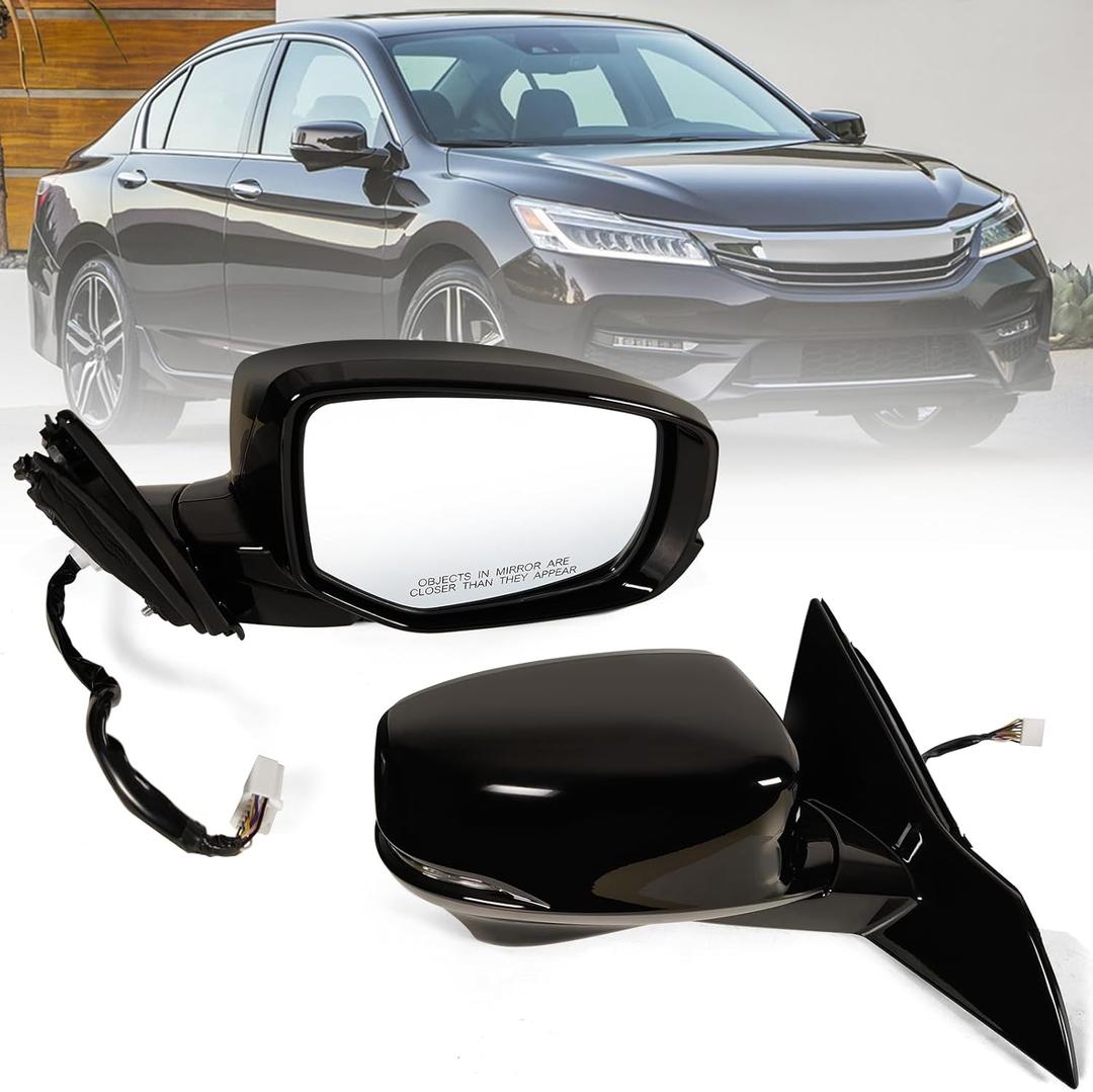 Right Passenger side Mirror Fits 2013-2017 Honda Accord with Power Glass Heated turn signals and Camera Match Black Replace 76200T2GA42ZC (12Pins)