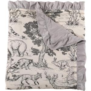 Baby Blankets for Boys,Bedding for Baby and Toddler,Ruffle Blanket for Kids,Soft,Comfy Blankets.Size 40"x33",Viscose Made from Bamboo Prints are Animal Forest