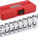 EMENTOL 10PCS 3/8" Drive Universal Joint Socket Set, 6 Point, Metric Universal Flex Socket Set, CR-V, Swivel Head, 10mm - 19mm