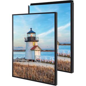 18x24 Poster Frames, Plexiglass, Black Aluminum Snap Frame, Front-loading Frame for Wall (Black, 2pcs)