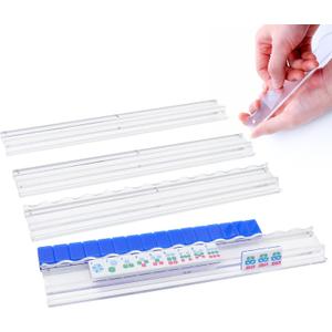 Jongyance Set of 4 Clear Acrylic Mahjong Racks with Redesigned Pusher, American Mahjong Accessories