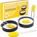 Egg Ring for Frying Eggs and English Muffin - Round Egg Shaper Mold with Anti-scald Handle - Stainless Steel Non-stick Egg Cooker Ring - 2 Pack