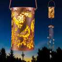 Retisee Cardinal Solar Wind Chimes Outdoor Metal Red Bird Gifts Solar Light Windchimes Outside Indoors Christmas Decoration Birthday Gift for Home Lawn Porch Patio Garden Yard