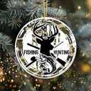 3 x Fishing & Hunting Ornament 2025  Camo Outdoor Sportsman Christmas Ornament for Men, Dad, Grandpa, or Husband  Patriotic American Flag Deer & Fish Design, Hunter Fisherman Gift
