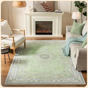 Istana 6x9 Area Rug - Green Rugs for Living Room 6x9 - Foldable Boho Rugs for Bedroom - Stain Resistant Washable Rug - Eco-Friendly Area Rugs - Easy to Clean Living Room Rug