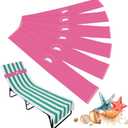 Towel Bands (6 Pack) - Stretch Beach Towel Clips for Beach Cruise Pool Chairs, Lounge Towel Holder Elastic, Cruise Ship Essentials (Pink)
