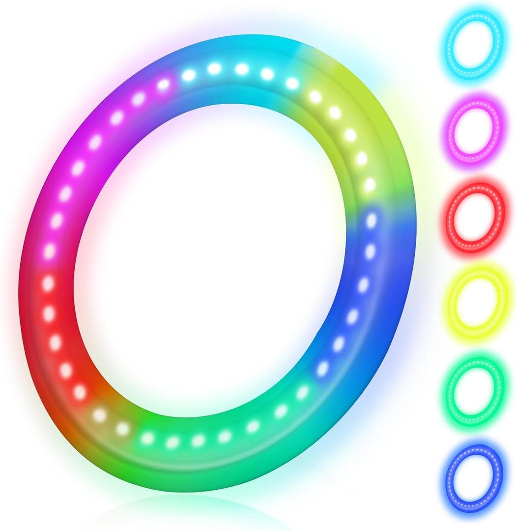 LNCOJOLM LED Flying Disc Toys for Kids Adults, Flying Ring Sport Yard Disc Toy for Outdoor Beach Backyard Lawn Park, Durable Sports Outdoor Toy Set Camping Essentials for Boys Girls