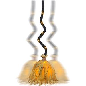 DR.DUDU 35" Animated Witches Broom Halloween Decor Magic Witch Broomstick | Moving, Sound/Touch Activated, Light up, Spooky Sounds, Dancing, for Indoor & Outdoor Porch Room, Halloween Party Decorations