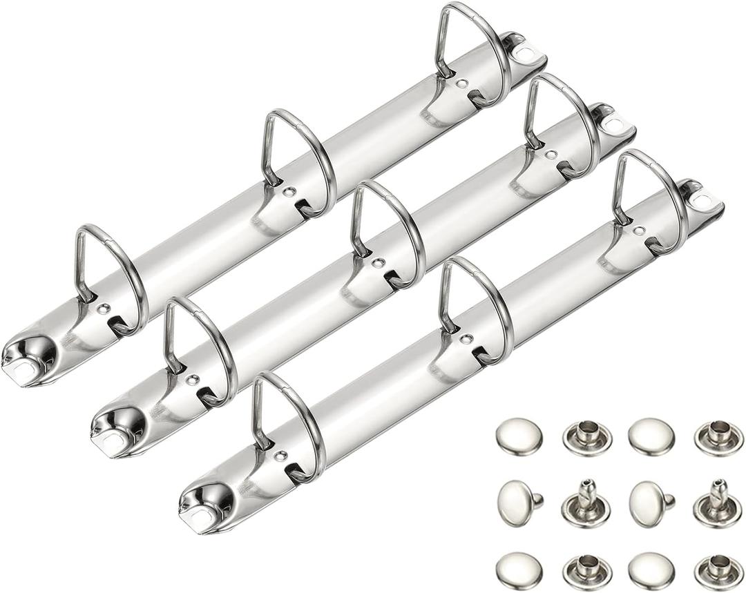 PATIKIL A5 3 Hole Ring Binder Mechanisms, 3 Set 0.8" D Ring Replacement Binder Planner Loose Leaf Binding Spines for Organizers DIY Fill Paper Storage Folder Accessories, 25mm Silver Tone
