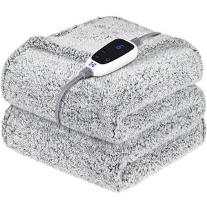 Sealy Electric Blanket Heated Throw 50"x60" Soft Double Sherpa Super Cozy with 6 Fast Heating Levels & 2-10 Hours Auto-Off, Over-Heat Protection, Machine Washable, Charcoal