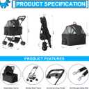 3-in-1 Pet Stroller for Small Dogs and Cats, Folding Lightweight Dog Stroller with Detachable Carrier Portable Cat Puppy Jogging Stroller with Cup Holder and Storage Basket, 4 Wheels