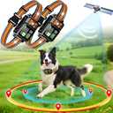 GPS Wireless Dog Fence System, Electric Dog Fence Using GPS Electric Satellite Technology, IPX7 Waterproof Rechargeable Design, GPS Dog Collar Has 2 Modes Circular and Free-Form Fence(2pcs)