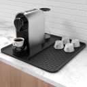 Silicone Coffee Mat,16''x16'' Coffee Bar Mat with Detachable Dish Drying Mat for Kitchen Countertops,Coffee Bar Accessories Fit Under Coffee Maker Coffee Machine Coffee Pot Espresso Machine Dish Rack