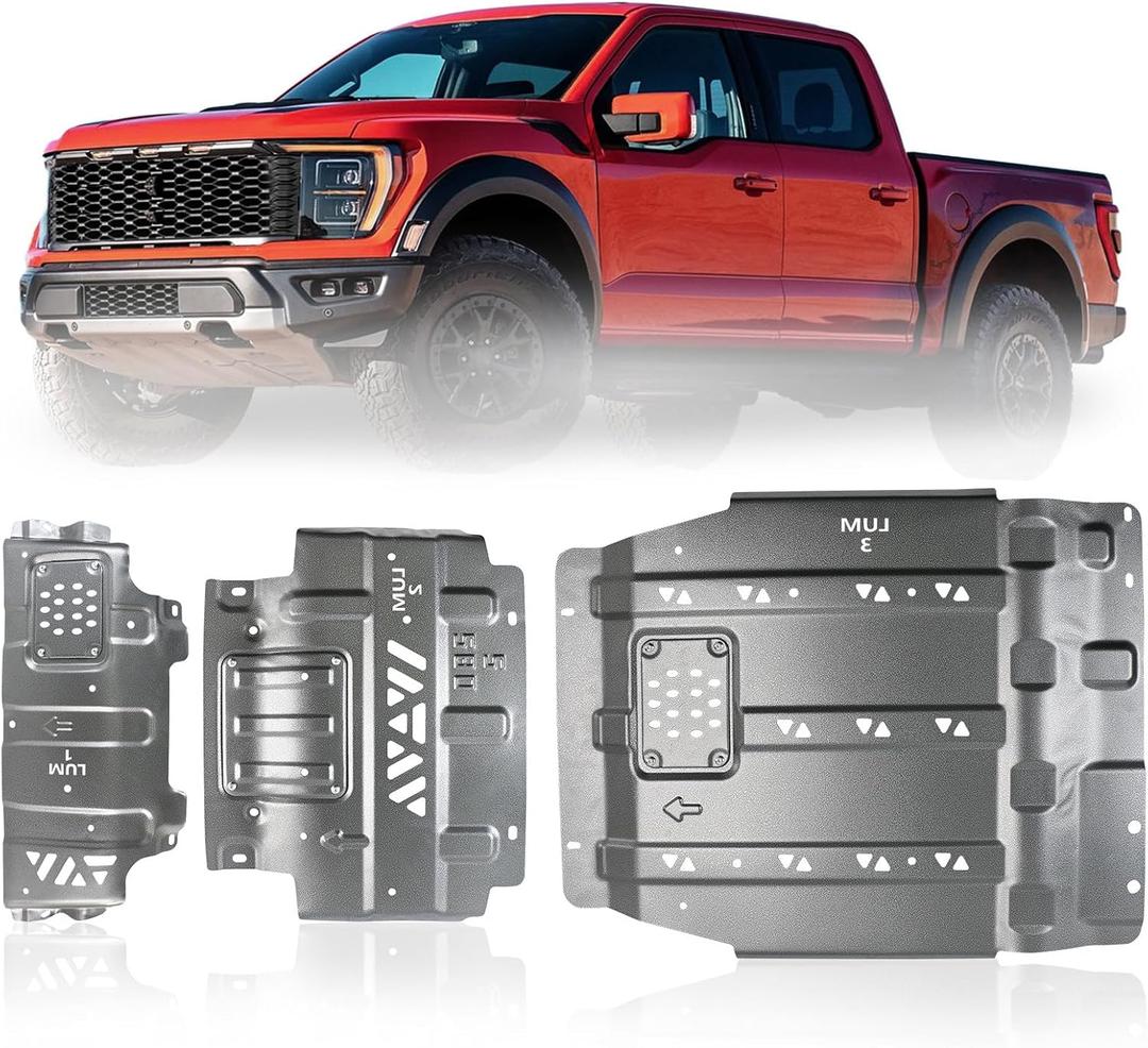 High-strength Steel Full Skid Plate for Ford F150 2015-2022 | Heavy-Duty Underbody with Engine Front, Drivetrain Center & Rear Axle Protection  Reinforced Guards, Rustproof Defense, Easy Installation