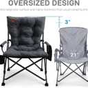 EVER ADVANCED Padded Oversized Folding Camping Chair for Adults, Heavy Duty Lawn Chair with Side Pockets, Portable Collapsible Quad Chair for Outside, Support Up to 500lbs, Black, 24 inches x 19.7 inches x 40 inches