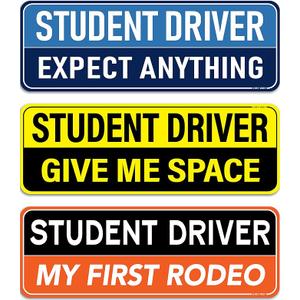 1 pack Student Driver Magnet for Car - Please Be Patient Funny Phrases Reflective Magnetic Rookie Bumper Sticker Set - Reusable Strong Novice Safety Bold Attention Signs - Weather-Resistant