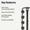 Amazon Basics 4-Bike Hitch Rack with 2" Hitch for Car, SUV and Truck, Heavy-Duty Steel Frame, Foldable, Anti-Rattle Stability, 132-Pound Capacity