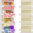 Over Door Hanging Organizer with 6 Shelves, Stuffed Animal Storage - Behind Door Storage for Plush/Bedroom, Nursery, Dorm Room, 1 Pack, Beige