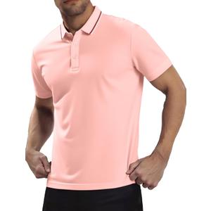 MagnaMan Slim Fit Short Sleeve Polo Shirts for Men - Cotton, Business Casual Stretch Shirt, Breathable Golf & Office Wear (L)