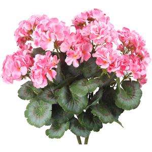 2 Pcs Artificial Flowers Geranium Bush Artificial Flowers Begonia Pink Silk Geranium Flowers for Outdoors Artificial Geraniums Bundles for Planter Indoor Garden Home Decoration Wedding