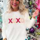 LEMAFER Women 2026 Merry Christmas Round Neck Sequin Letters Sweater Casual Solid Slogan Long Sleeve Pullover Sweatshirt Tops (White, M)