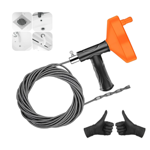 33 Feet Drain Snake Auger, Plumbing Snake Drain Hair Clog Removal Tool, Sink Unclogger Drain, Heavy Duty Toilet Snake Auger, Cleaner Tool for Bathroom Kitchen Tub Shower Drain Clog Remover with Gloves