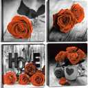 Burnt Orange Wall Art Floral Wall Art for Living Room Vintage Rose Flower Pictures Couples Bedroom Bathroom Rustic Modern Black and White Canvas Prints Kitchen Office Home Decoration 1212" 4 Pcs/Set