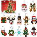 Christmas Ornaments Building Blocks Set Gift for Kids, 12 DIY Xmas Party Favors Bricks with Santa, Snowman Wreath More, Christmas Stockings Stuffer Building Toys Gift for Girls Boys Ages 6+