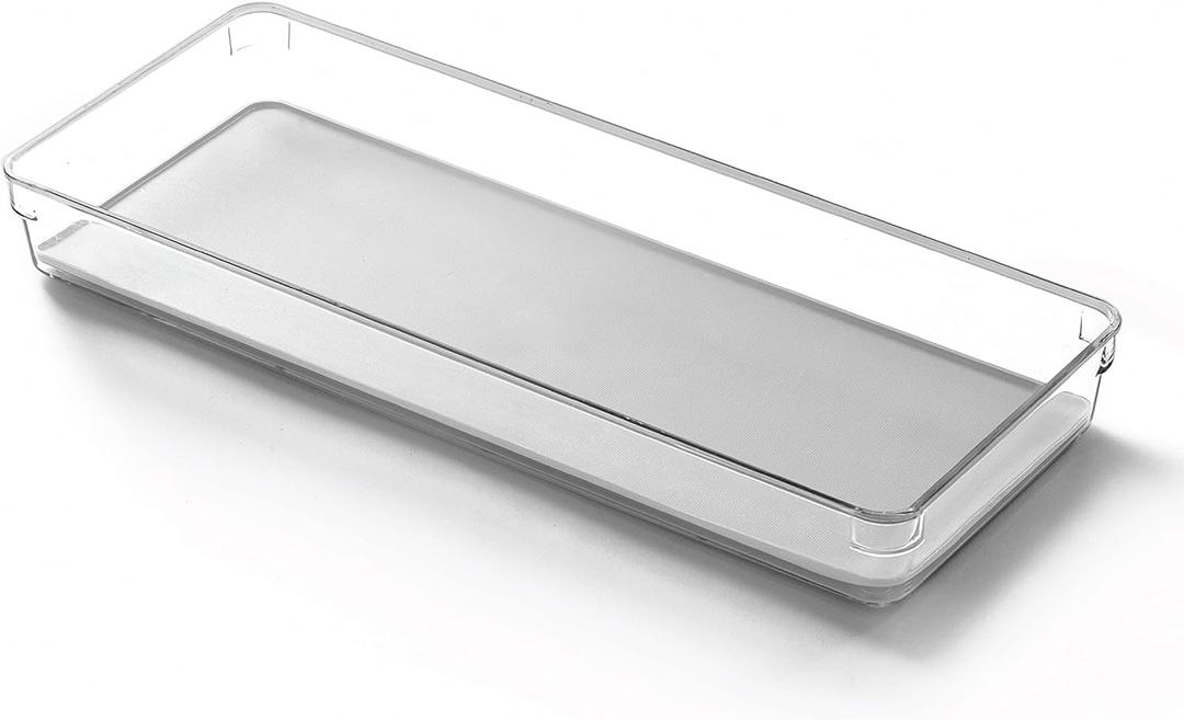 BINO Utensil Tray Storage Bin | Non-Slip Lining and Rubber Feet, Light Grey