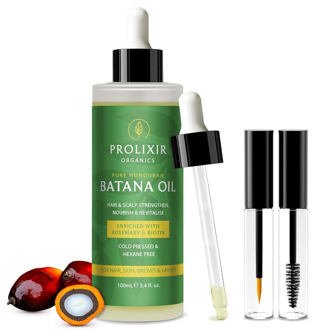 3 x Batana Oil with Organic Rosemary & Biotin  Hair, Eyebrow & Eyelash Growth Serum  Nourishing Oil for Thicker, Fuller-Looking Hair, Brows & Lashes  Strengthens Roots & Conditions Dry Ends