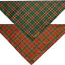 Realeaf Christmas Dog Bandanas 2 Packs, Reversible Red Green Plaid Dog Scarf, Xmas Pet Bandana for Boy and Girl, Premium Durable Fabric, Holiday Check Bandana for Small and Medium Dogs Pets (Small)