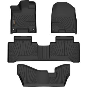 Binmotor-All Weather Custom Floor Mats for Acura MDX 2014-2020(only for 7 Seat, No Hybrid Models), 1st & 2nd & 3rd Row Full Set Car Mats TPE, Heavy Duty Car Floor Liners for MDX Accessories