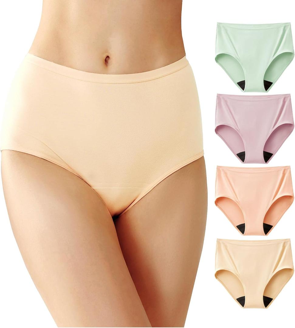 Battewa Cotton Incontinence Underwear for Women High Waisted Leak Proof Panties Bladder Leak Protective Briefs Adult Pee Proof Assurance Underwear (L 4 Pack)