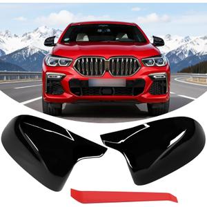 Compatible with BMW Side Mirror Covers X3 G01 2019-2024/X4 G02 | X5 G05/X7 G07 2019-2025, X6 G06 2020-2025, Clip-on Left Driver and Right Passenger M Style Mirror Caps Glossy Black 5116
