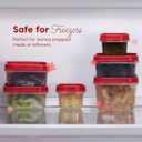 IRIS USA 24 PC Plastic Food Storage Containers With Lids | 12 Extra Small Containers & 12 Lids | For Sides Snack Fruit Dips Condiments, Microwave Dishwasher Freezer Safe, Clear/Red